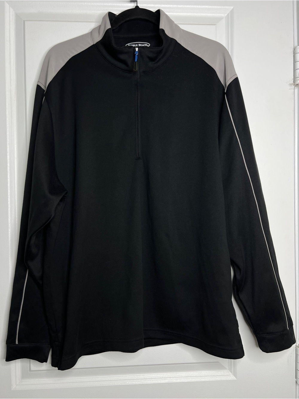 Pebble Beach Performance 1/4 Zip Golf Pullover Large Black Gray Activewear